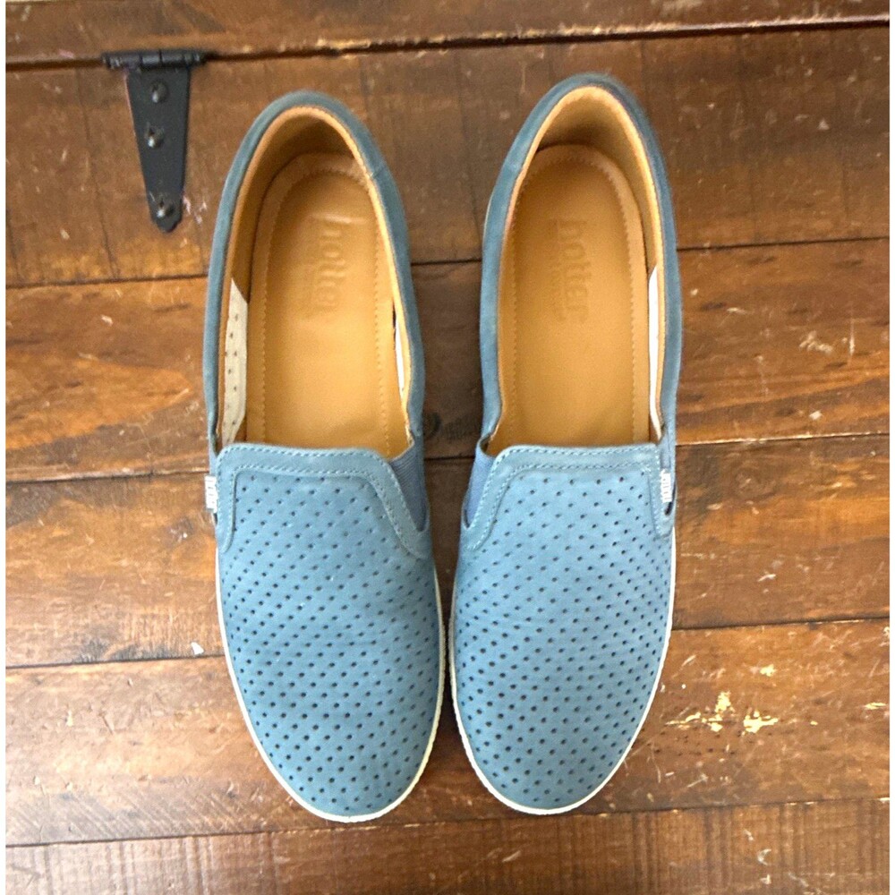 Hotter Comfort Concept Daisy-STD Blue Perforated Leather Slip-On Comfort